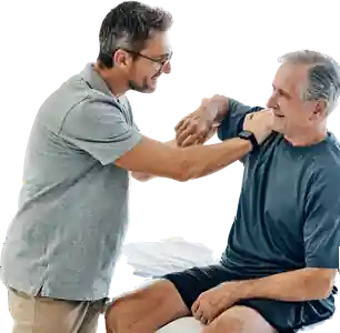 ProMed physiotherapist treating a shoulder