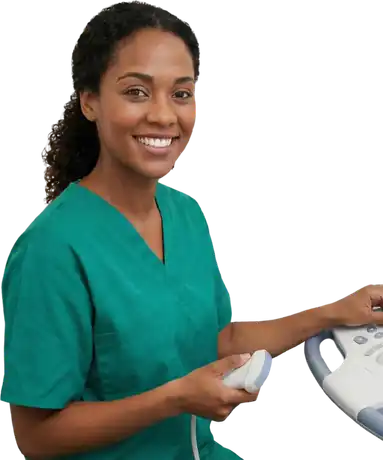 ProMed sonographer holding an ultrasound probe
